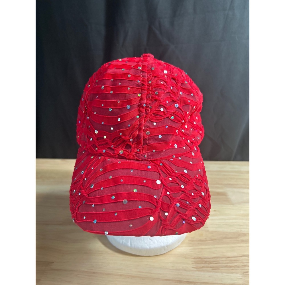 The Alabama Girl Red Rhinestone Ribbon Mesh Baseball Cap Adjustable Hat Womens